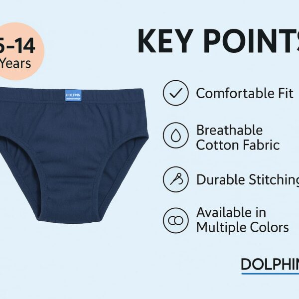 DOLPHIN Kids Cotton Briefs – (Black) - Image 5